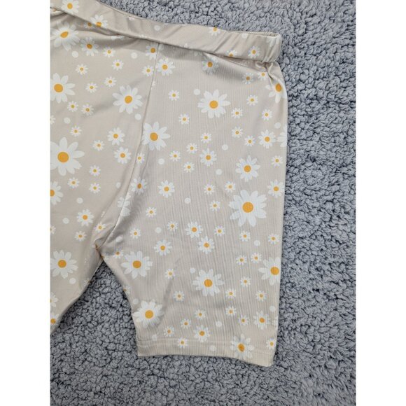 Princess Polly Shorts Size 2 Biker Pull On Stretch Floral Daisy Boho Cream - Picture 6 of 11
